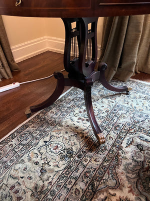 Round Leather Top Drum Table (*condition noted)