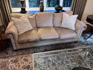Gold/Beige 3-Seater Upholstered Sofa