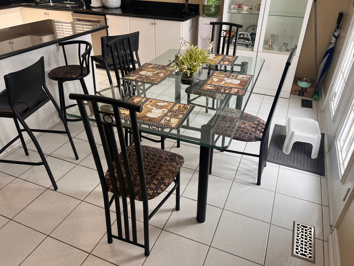 Glass Kitchen Table + 4 Chairs