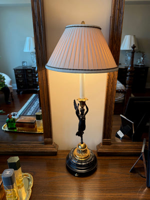 Empire French Bronze Table Lamp w/ Marble Base