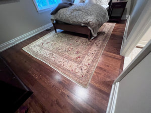 100% Wool Light Blue/Beige Rug- 10.5ft x 7.75ft