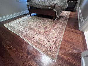 100% Wool Light Blue/Beige Rug- 10.5ft x 7.75ft