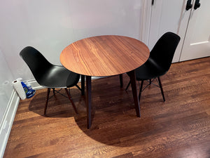 MCM Style Round Table + 2 Black Eiffel Chair