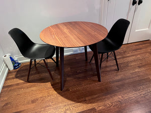 MCM Style Round Table + 2 Black Eiffel Chair