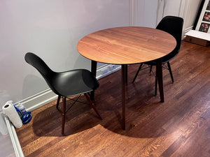 MCM Style Round Table + 2 Black Eiffel Chair