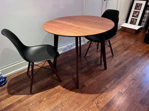 MCM Style Round Table + 2 Black Eiffel Chair