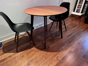 MCM Style Round Table + 2 Black Eiffel Chair