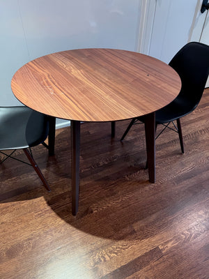 MCM Style Round Table + 2 Black Eiffel Chair