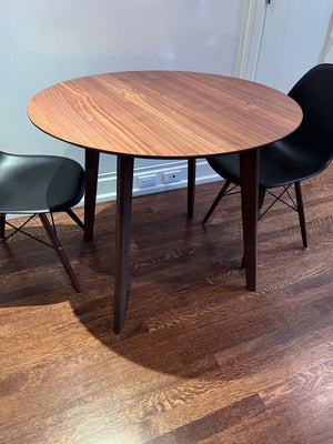 MCM Style Round Table + 2 Black Eiffel Chair