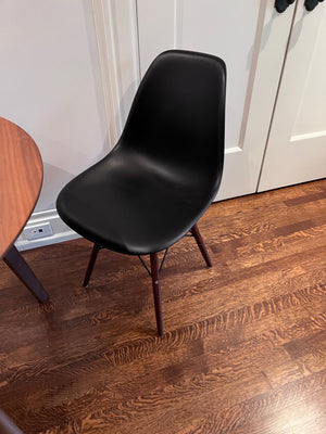 MCM Style Round Table + 2 Black Eiffel Chair