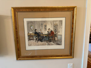 Framed Print 'Hearts are Trumps' of an etching by William H. Boucher based on a painting by Walter Dendy Sadler