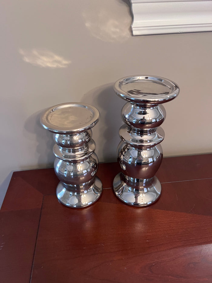 Urban Barn Pair of Silver Lawson Candle Holders