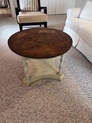 Burled Wood Round Accent Table