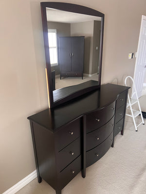 Dresser with Mirror, Dark Brown