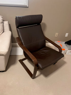 IKEA POÄNG Armchair, Leather dark brown
