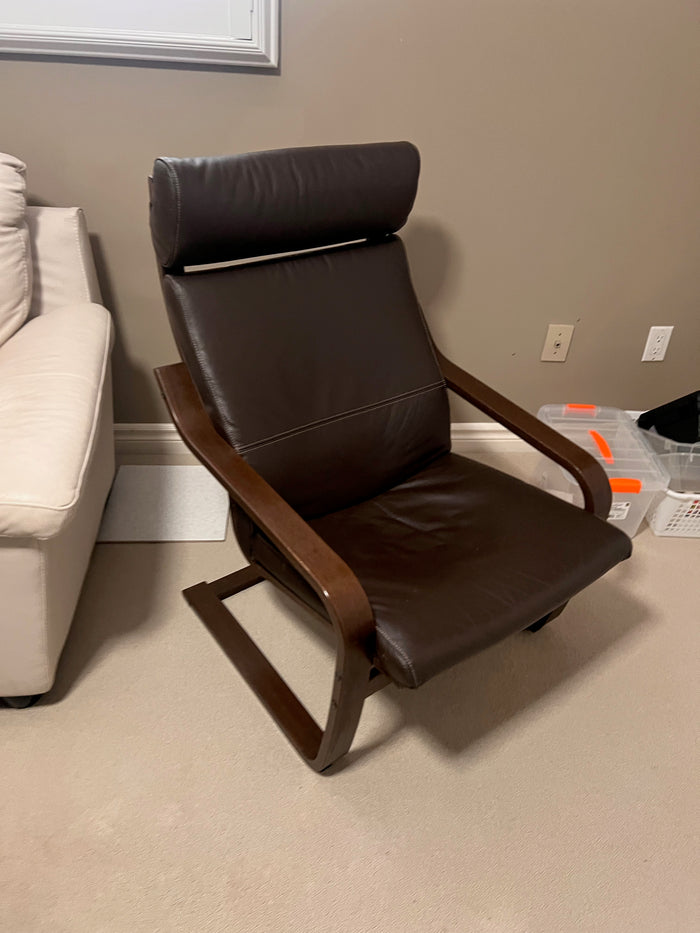 IKEA POÄNG Armchair, Leather dark brown
