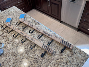 2 Wood 'Eat, Sleep, Play' Hockey Stick Six-Prong Wall Hooks