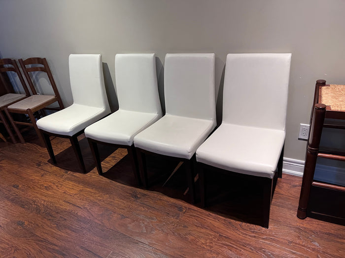 4 White Bonded Leather Dining Chairs