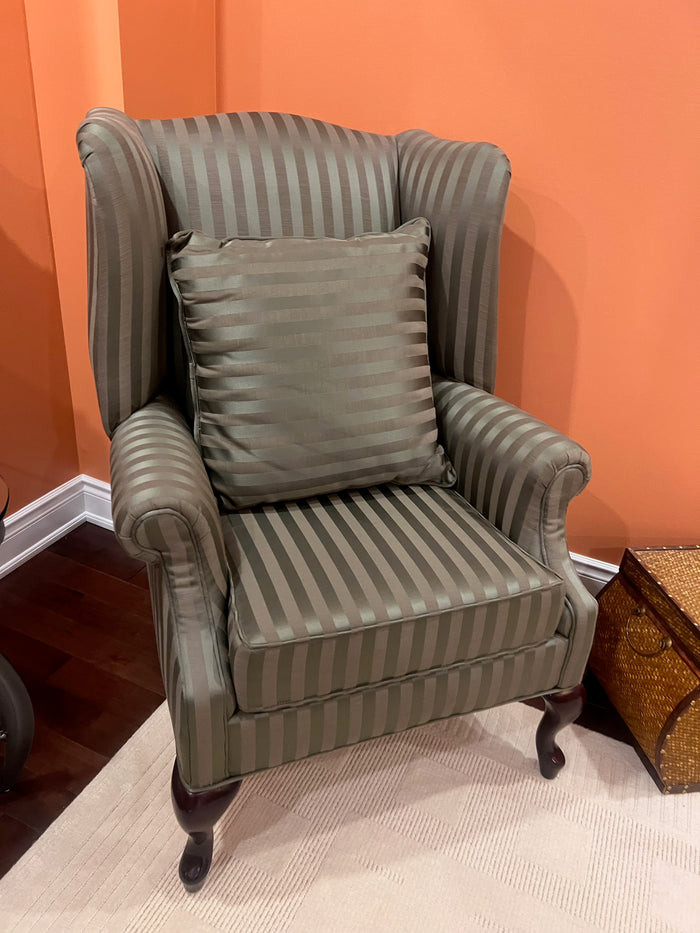 Striped Wingback Chair