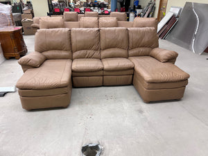*50% OFF* Elran Brown Leather U-Shaped Theatre Sectional Sofa # 1