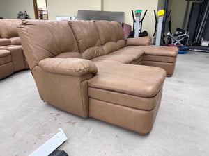 *50% OFF* Elran Brown Leather U-Shaped Theatre Sectional Sofa # 1