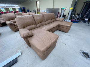 *50% OFF* Elran Brown Leather U-Shaped Theatre Sectional Sofa # 1