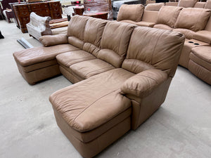 *50% OFF* Elran Brown Leather U-Shaped Theatre Sectional Sofa # 1