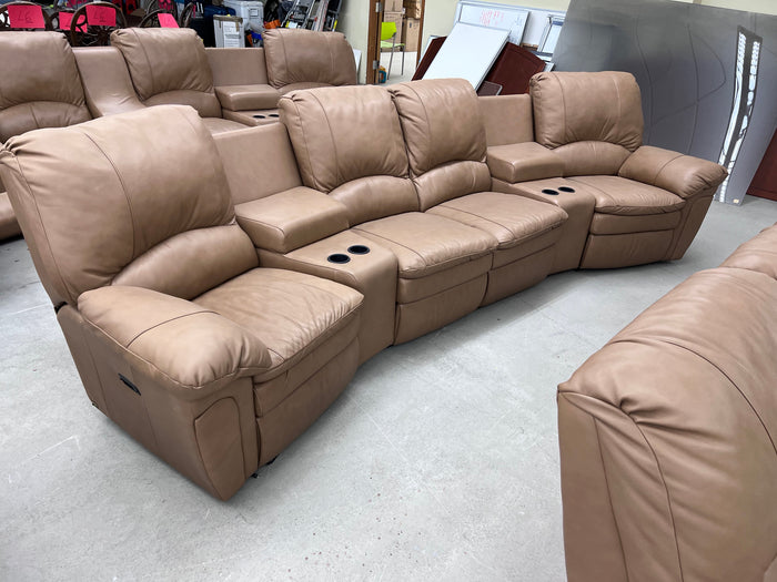 *50% OFF* Elran Brown Leather Power Reclining Theatre Sectional Sofa # 2