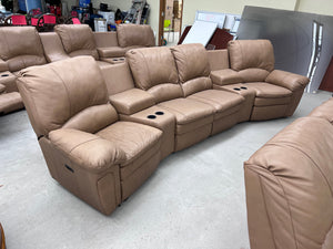 *50% OFF* Elran Brown Leather Power Reclining Theatre Sectional Sofa # 2