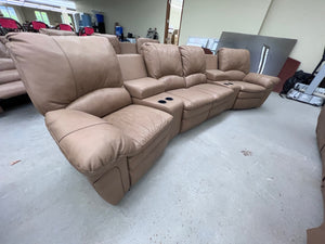 *50% OFF* Elran Brown Leather Power Reclining Theatre Sectional Sofa # 2