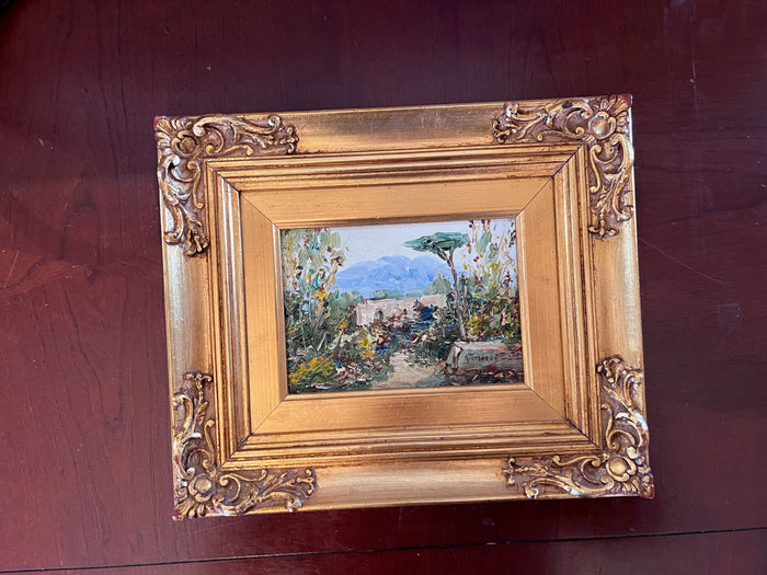 Small Landscape Painting, Gold Frame- 10" x 12"