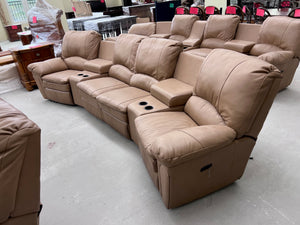 *50% OFF* Elran Brown Leather Power Reclining Theatre Sectional Sofa # 2