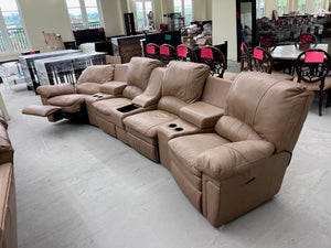 *50% OFF* Elran Brown Leather Power Reclining Theatre Sectional Sofa # 2