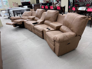 *50% OFF* Elran Brown Leather Power Reclining Theatre Sectional Sofa # 3