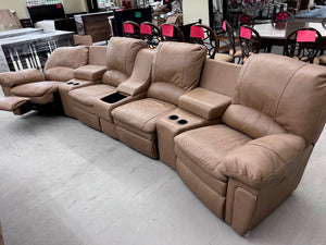 *50% OFF* Elran Brown Leather Power Reclining Theatre Sectional Sofa # 3