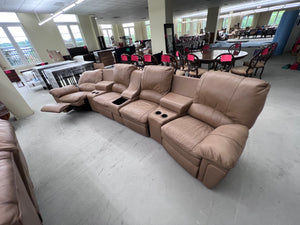 *50% OFF* Elran Brown Leather Power Reclining Theatre Sectional Sofa # 3