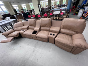 *50% OFF* Elran Brown Leather Power Reclining Theatre Sectional Sofa # 3