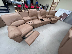 *50% OFF* Elran Brown Leather Power Reclining Theatre Sectional Sofa # 3