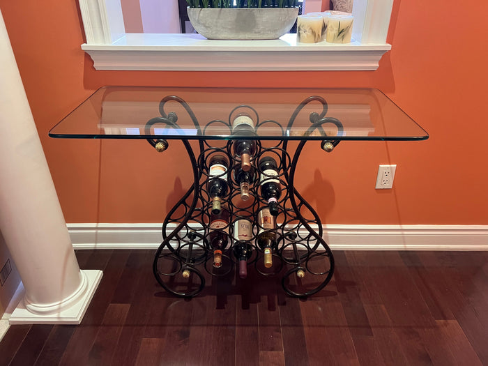 Glass Console Table Wine Rack