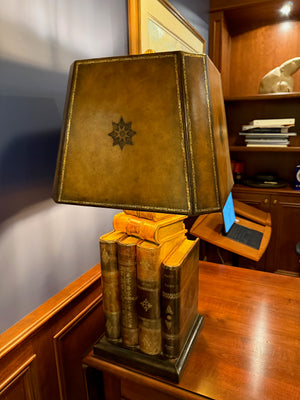 Maitland-Smith Stacked Leather Books Table Lamp