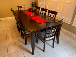 Beautiful Solid Wood Dining/Kitchen Table + 8 Chairs, Dark Brown Finish (*amazing condition)