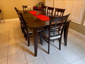Beautiful Solid Wood Dining/Kitchen Table + 8 Chairs, Dark Brown Finish (*amazing condition)