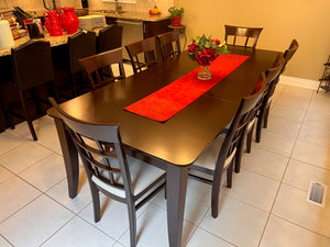Beautiful Solid Wood Dining/Kitchen Table + 8 Chairs, Dark Brown Finish (*amazing condition)