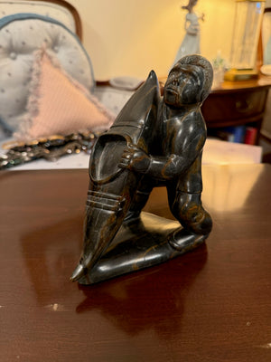 Soapstone Carving, 'Carrying a Boat'