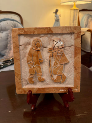David Bernett Carved Rosa Verona Marble Plaque