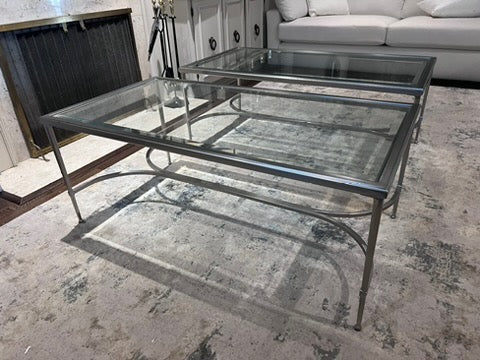 Decor-Rest TRANSITIONAL METAL Coffee TABLE WITH GLASS TOP # 1