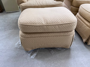 Pair of Drexel Heritage Upholstery Collection Armchairs + Ottomans