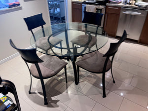 Round Glass Kitchen Table + 4 Chairs