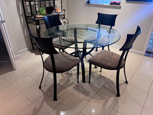 Round Glass Kitchen Table + 4 Chairs