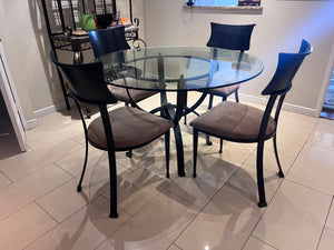 Round Glass Kitchen Table + 4 Chairs